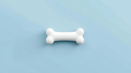 White Dog Bone On Light Blue Background