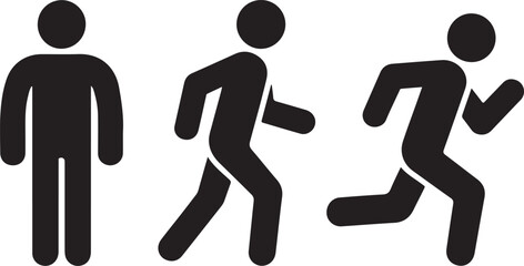 Man stands, walk and run icon set . People symbol . Vector illustration © MstHazara
