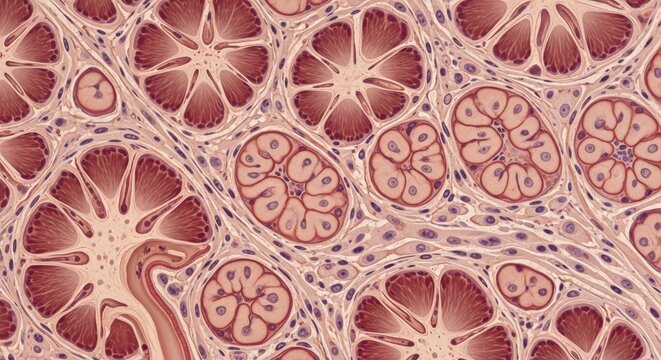 Microscopic View of Glandular Tissue.