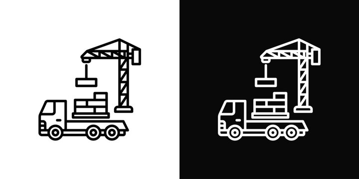 Material Delivery Icon White And Black Background Style