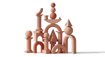 Abstract Architectural Composition in Peach Tones