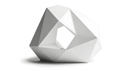 Abstract Geometric White Sculpture on White
