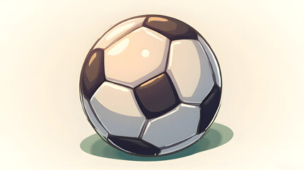 Stylized 3D Soccer Ball Illustration with Warm Glow and Soft Shadows