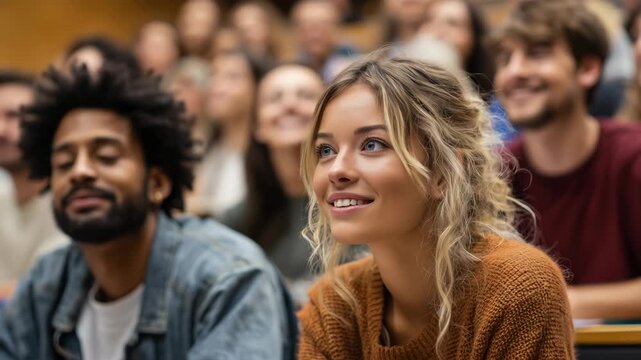 Students listening attentively in university lecture
