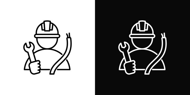 Electrician Icon White And Black Background Style