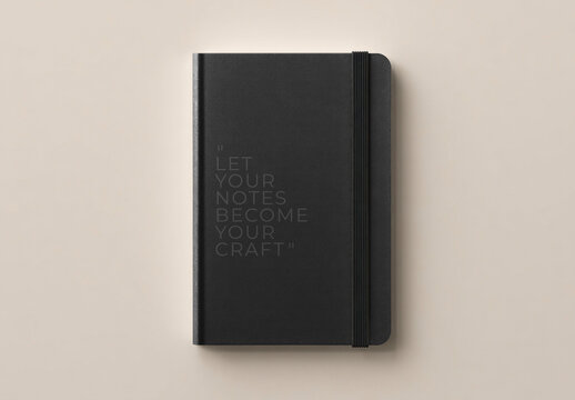 Elegant Black Notebook Mockup With Quote PSD