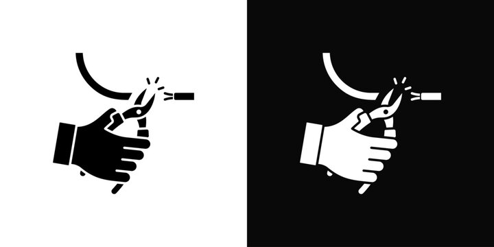 Cable Splicing Icon White And Black Background Style