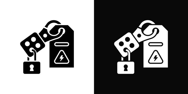 Lockout Tagout Icon White And Black Background Style