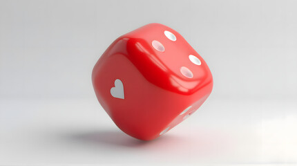 Romantic Red Heart Dice 3D Render for Valentine's Day and Casino Gaming