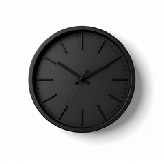 Minimalist Black Wall Clock With White Background And Subtle Shadow Showing Time With Simple Hands And Hour Markers