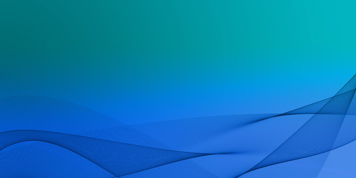 Abstract flowing blue and teal wavy lines on a gradient background