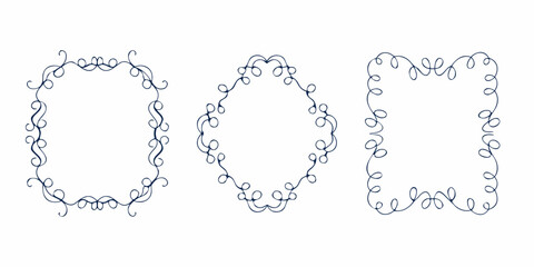 Obraz premium Delicate blue floral frame designs arranged in a horizontal row