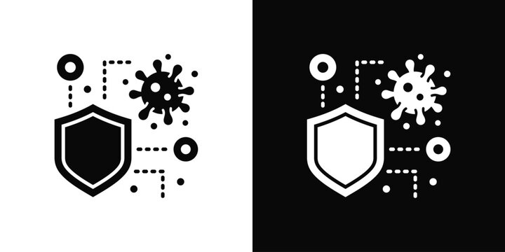 Immune System Icon White And Black Background Style