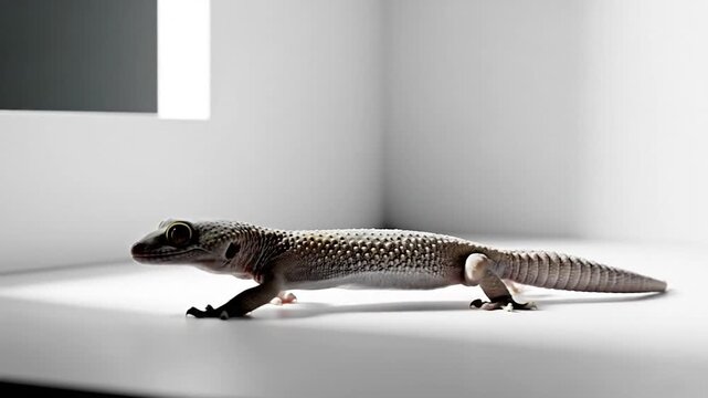 Leopard gecko standing on an isolated white background, showcasing its unique pattern.