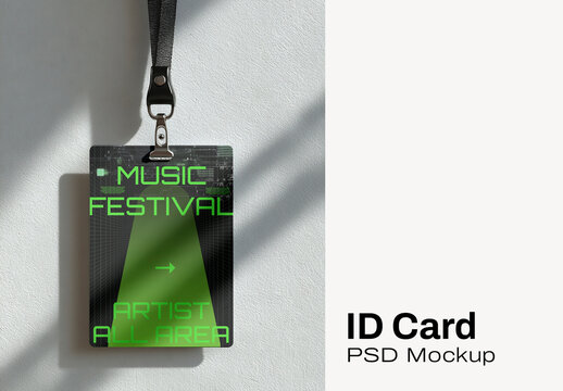 Music Festival ID Card Mockup PSD