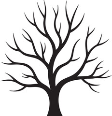 Fototapeta premium Bare tree silhouette on white background Adobe Illustrator Artwork