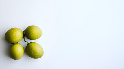 green olives on a white background