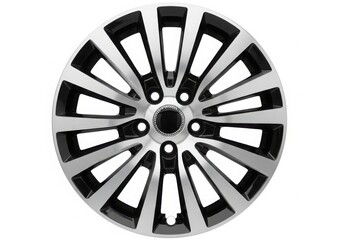 Modern black and silver alloy wheel with intricate spoke design