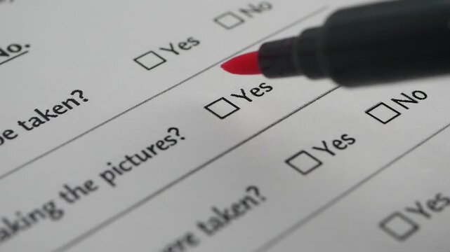 Survey form asking for permission to take pictures