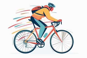 Fototapeta premium flat vector illustration of cyclist riding bicycle no.3