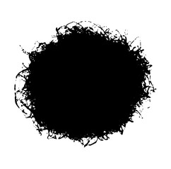 Abstract black ink splatter spray texture with dust particles.