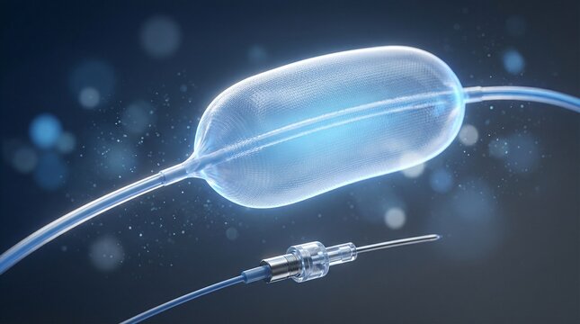 Medical angioplasty balloon catheter with guidewire and connector scientific visualization