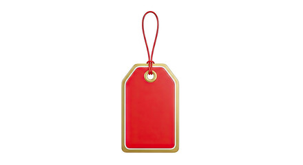 Red price tag with gold border and red string
