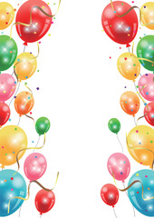 カラフルバルーンフレーム、紙吹雪、キラキラ、かわいい、縦