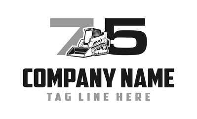 Number 75 Skid steer loader logo vector 