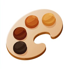 Obraz premium Stylized wooden artist's palette with five circular paint blobs in shades of brown
