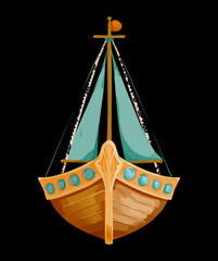 Traditional sailing vessel with a wooden hull for marine exploration and nautical adventure in the transportation © firstcolor