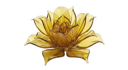 Golden Lotus Flower Decoration, Sparkly, Isolated on White Background