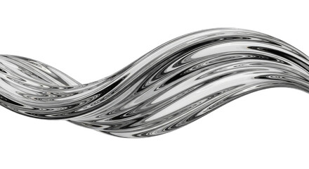 Abstract Metallic Swirl Wave on White Background