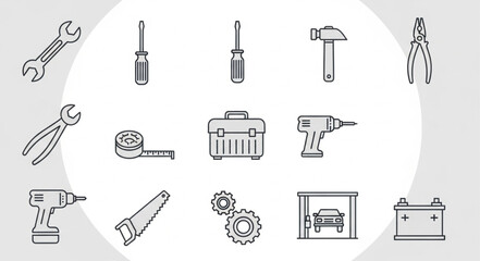 Obraz premium Collection of various hand and power tools for repair and construction.