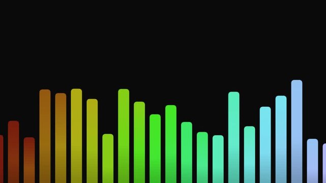 A vibrant, multicolored bar chart visualization on a dark background, showcasing data trends and patterns in a modern graphic representation