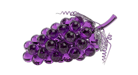 Transparent Purple Grapes Cluster Isolated on White Background