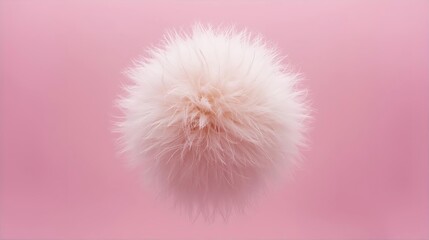Fluffy White Fur Sphere on Pastel Pink Center