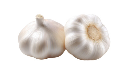 Fresh Garlic Bulbs: A pair of fresh, pristine garlic bulbs, their papery white layers glistening. Illustrating culinary versatility and healthy living