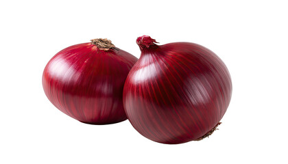Ruby Red Onions: A close-up view captures the vibrant essence of two fresh, ruby-red onions, showcasing their perfect shape and rich color. 