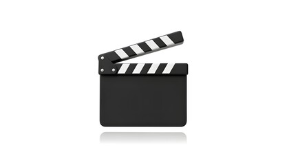 Clapper board isolated on transparent background - video icon. 3d illustration  