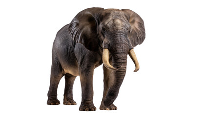 Majestic Elephant in Silhouette: A powerful elephant stands tall, its impressive tusks and wrinkled hide embodying the strength and wisdom of the wild. The backdrop provides a stark contrast.