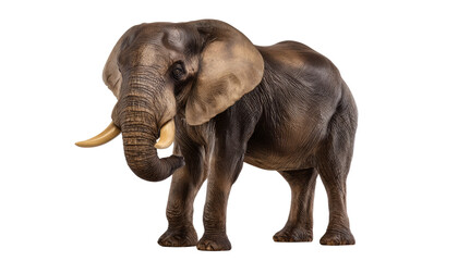 Majestic Elephant Portrait: A solitary elephant stands proudly, showcasing its immense size and distinctive tusks against the backdrop. Capturing the essence of African wildlife