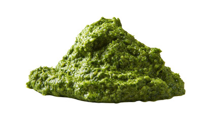 Vibrant Green Pesto: A close-up view of a vibrant pesto, bursting with fresh ingredients, invites your senses to experience its rich, savory character.