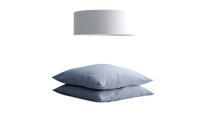 Cozy Bedroom Interior Elements: A serene composition featuring a pendant light and two stacked pillows, evoking a sense of calm and relaxation, perfect for a modern bedroom.