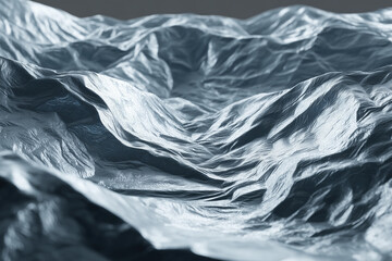 Dramatic crumpled metal landscape with rugged texture and gray tones