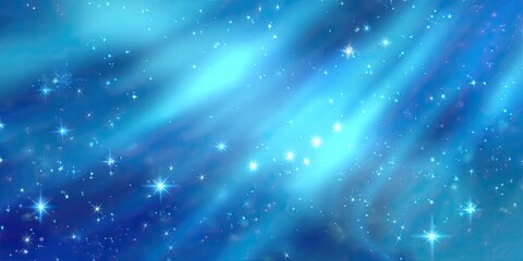 Obraz premium Abstract, vibrant artwork of a night sky with bright stars and swirling, ethereal blues