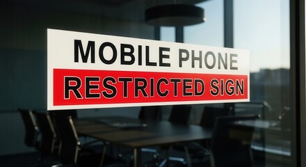 Obraz premium Clear Signage Prohibiting Phone Usage in a Professional Business Environment