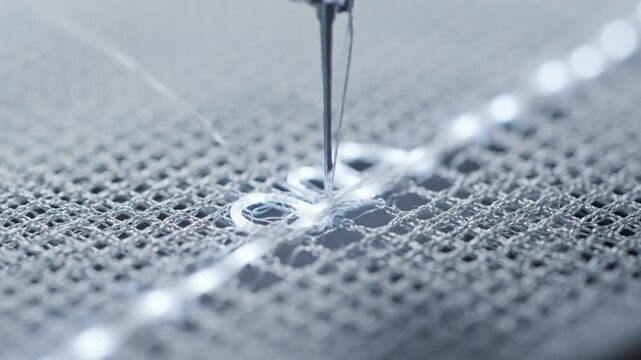 Closeup 3D Printer Printing Metal Mesh Object.