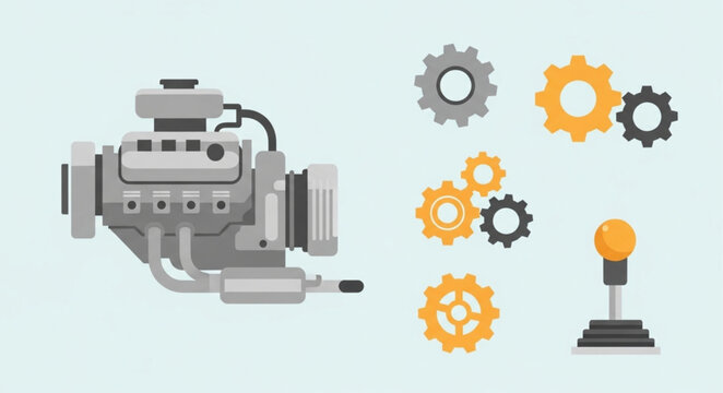 Internal Combustion Engine with Gears and Gear Stick.