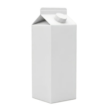 A white milk carton standing upright on a white background isolated on transparent background
